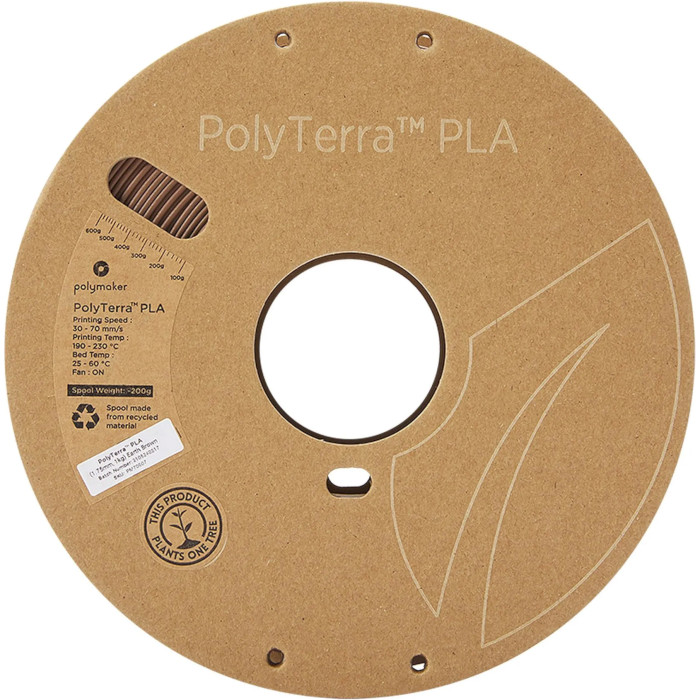 Пластик (філамент) для 3D принтера POLYMAKER PolyTerra PLA 1.75mm, 1кг, Earth Brown (PM70907)