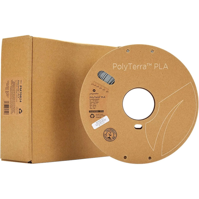 Пластик (філамент) для 3D принтера POLYMAKER PolyTerra PLA 1.75mm, 1кг, Fossil Gray (PM70824)