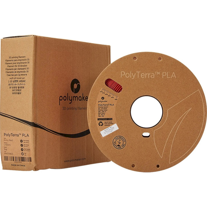 Пластик (филамент) для 3D принтера POLYMAKER PolyTerra PLA 1.75mm, 1кг, Army Red (PM70955)