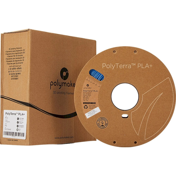 Пластик (филамент) для 3D принтера POLYMAKER PolyTerra PLA Plus 1.75mm, 1кг, Blue (PM70949)