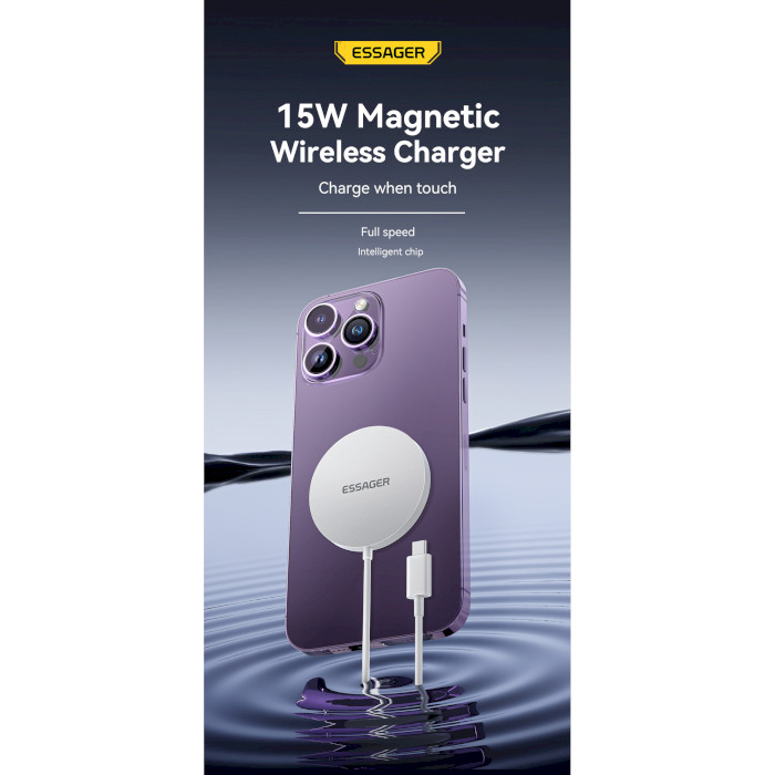 Бездротовий зарядний пристрій ESSAGER 15W Chengfeng Magnetic Wireless Charger Black (EWXCX-CF01-Z)