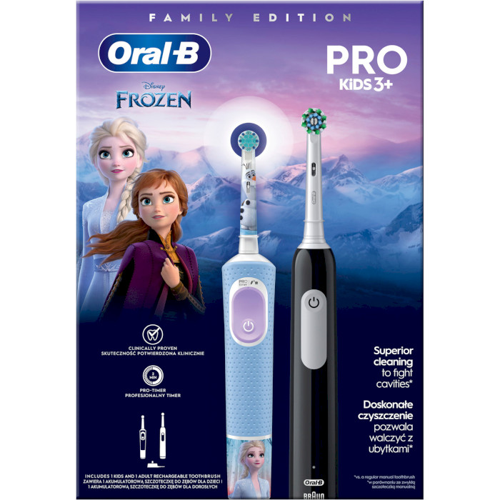Набір електричних зубних щіток BRAUN ORAL-B Pro 1 + Kids Frozen Family Edition D305.513.3 + D103.413.2K