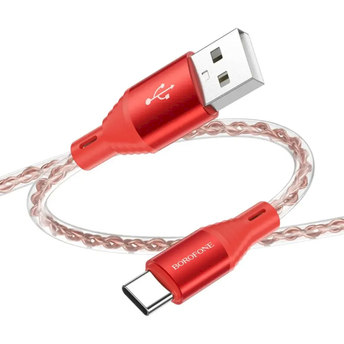 Кабель BOROFONE BX96 Crystal Silicone USB-C 1м Red
