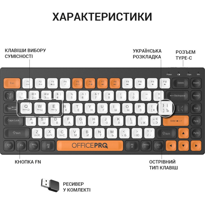 Клавиатура беспроводная OFFICEPRO SK955 Black