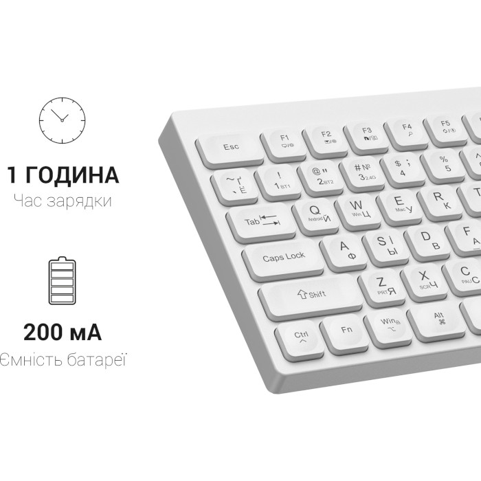 Клавіатура бездротова OFFICEPRO SK955 White