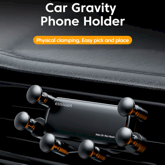 Автотримач для смартфона ESSAGER Tourist Gravity Car Mount Phone Holder Black