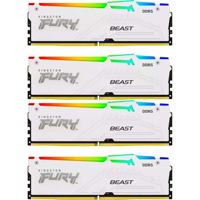 Модуль пам'яті KINGSTON FURY Beast RGB White DDR5 5600MHz 128GB Kit 4x32GB (KF556C40BWAK4-128)