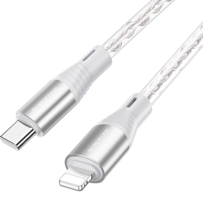 Кабель BOROFONE BX96 Crystal Silicone USB-C to Lightning 1м Gray