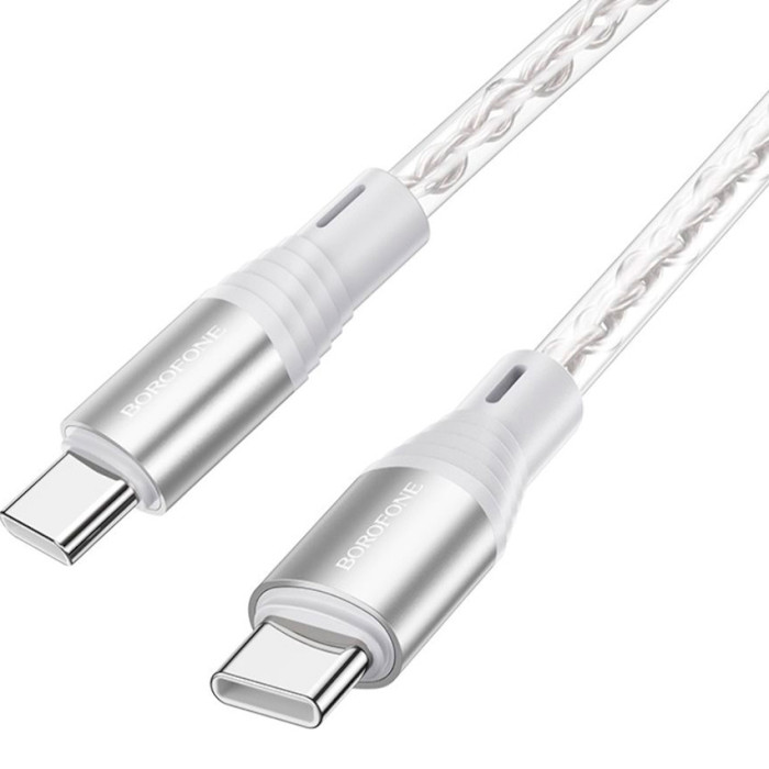 Кабель BOROFONE BX96 Crystal Silicone USB-C to USB-C 60W 1м Gray
