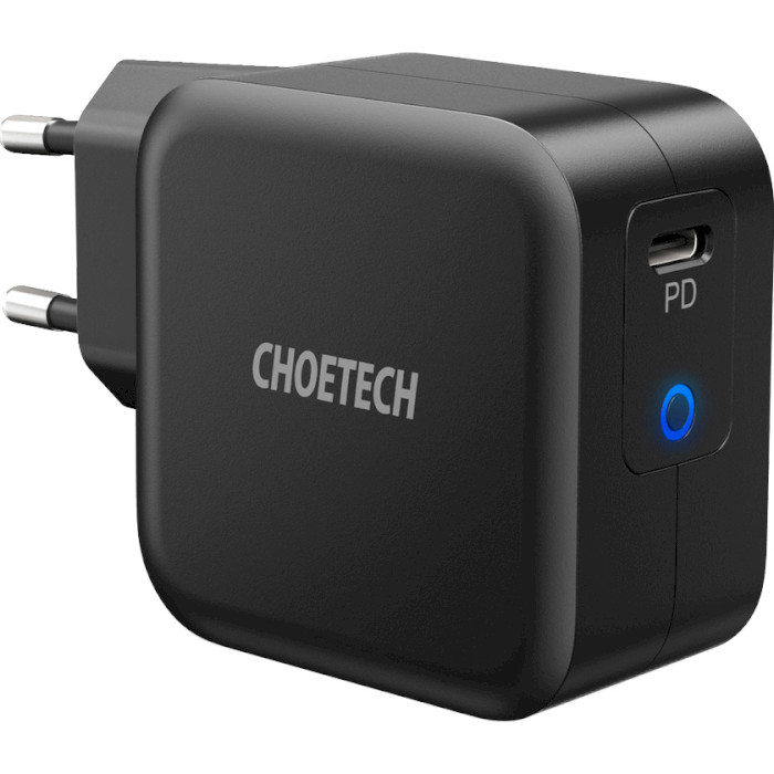 Зарядний пристрій CHOETECH Q6006 61W USB-C PD3.0, QC3.0 GaN Wall Charger Black w/Type-C cable