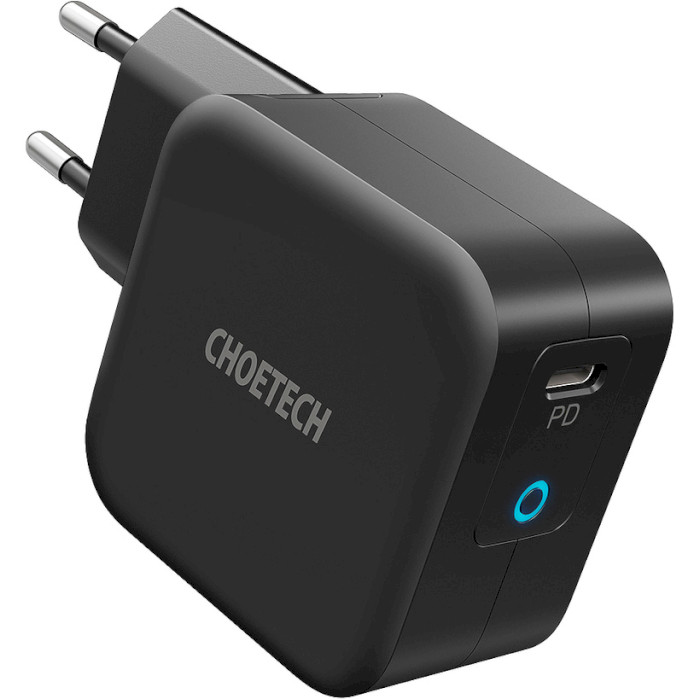 Зарядное устройство CHOETECH Q6006 61W USB-C PD3.0, QC3.0 GaN Wall Charger Black w/Type-C cable