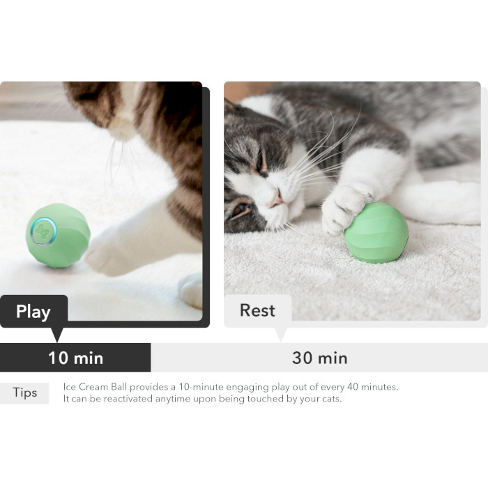 Інтерактивний м'ячик для котів CHEERBLE Ice Cream Ball Green (C0419-C GREEN)