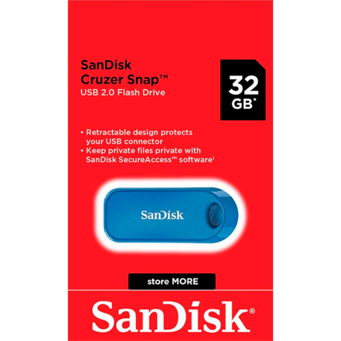 Флешка SANDISK Cruzer Snap 32GB USB2.0 Blue (SDCZ62-032G-G35B)