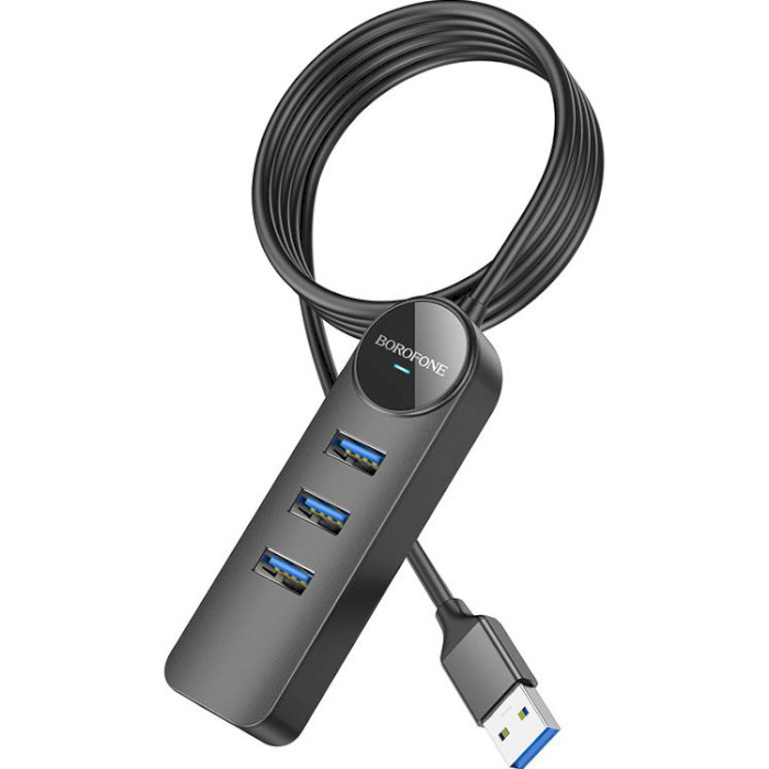 Мережевий адаптер з USB-хабом BOROFONE DH6 Erudite USB-A to 3xUSB3.0, 1xGLAN (1.2m)