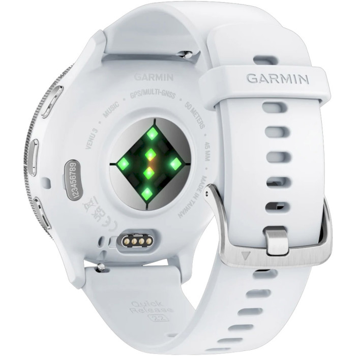 Смарт-годинник GARMIN Venu 3 45mm Silver Stainless Steel Bezel with Whitestone Case and Silicone Band (010-02784-00/50)