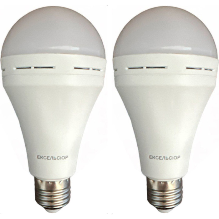 Лампа аккумуляторная LED ЕКСЕЛЬСІОР A60 E27 12W 4100K 220V (2 шт. в комплекте)