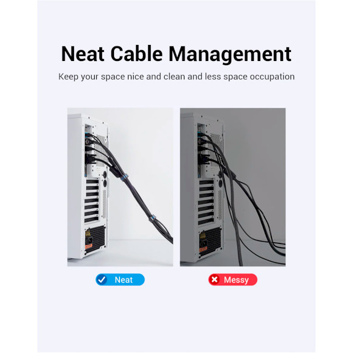 Органайзер для проводів VENTION Cable Tie Cable Winder 2м чорна