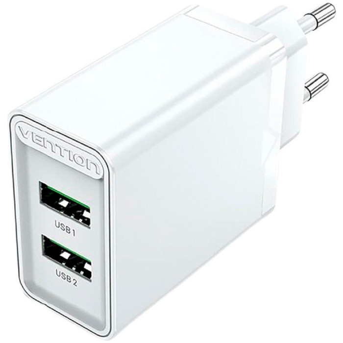 Зарядное устройство VENTION Two-Port USB-A, QC3.0, 18W Wall Charger White (FBAW0-EU)