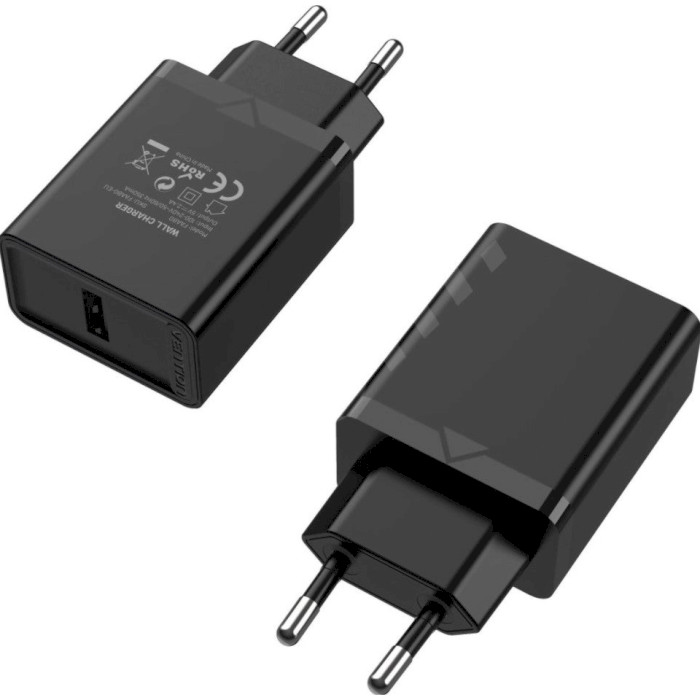 Зарядное устройство VENTION USB-A 12W Wall Charger Black (FAAB0-EU)