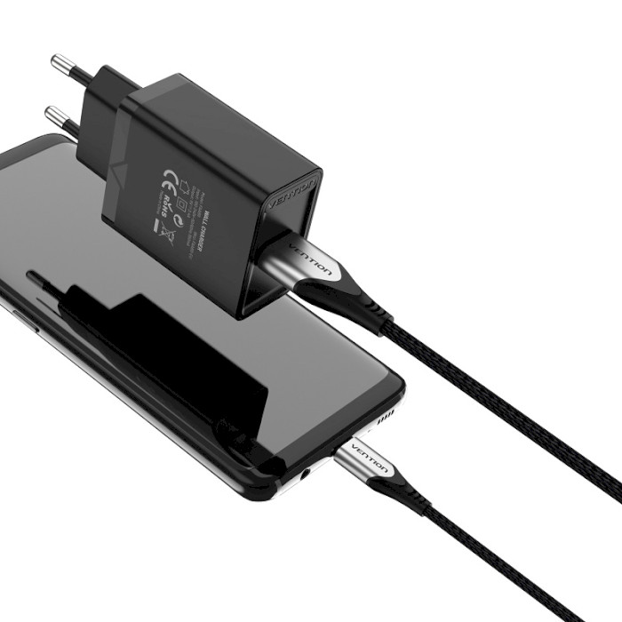 Зарядний пристрій VENTION USB-A 12W Wall Charger Black (FAAB0-EU)