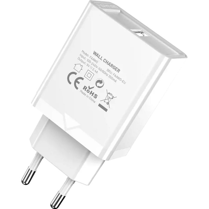 Зарядное устройство VENTION USB-A 12W Wall Charger White (FAAW0-EU)