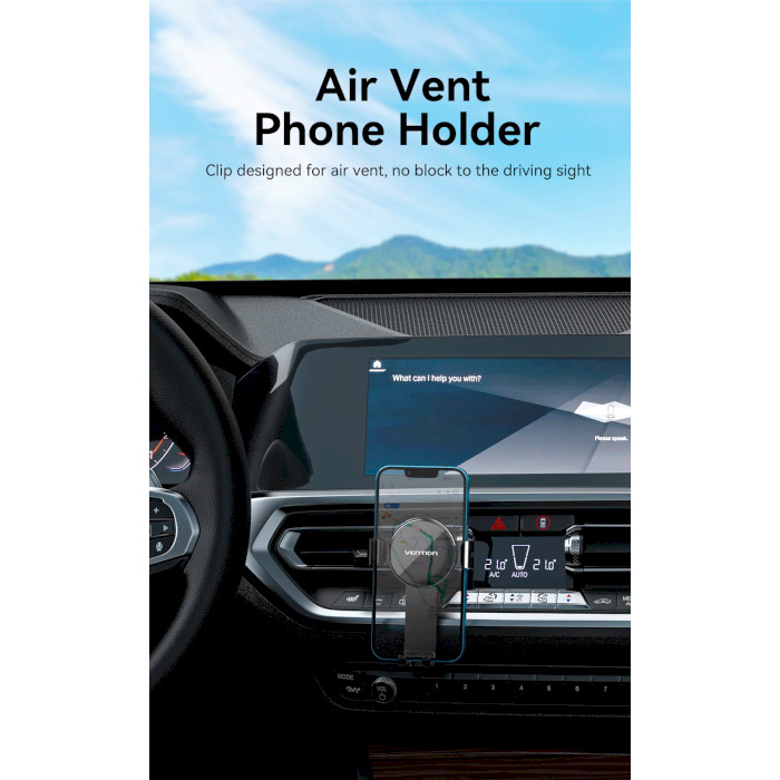 Автотримач для смартфона VENTION Auto-Clamping Car Phone Mount With Duckbill Clip Black Disc Fashion Type Black