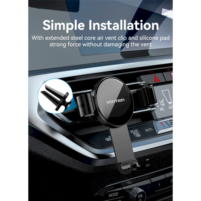 Автотримач для смартфона VENTION Auto-Clamping Car Phone Mount With Duckbill Clip Black Disc Fashion Type Black