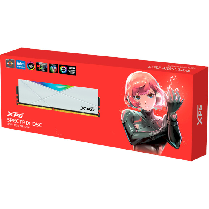 Модуль пам'яті ADATA XPG Spectrix D50 RGB White DDR4 3600MHz 16GB (AX4U360016G18I-SW50)