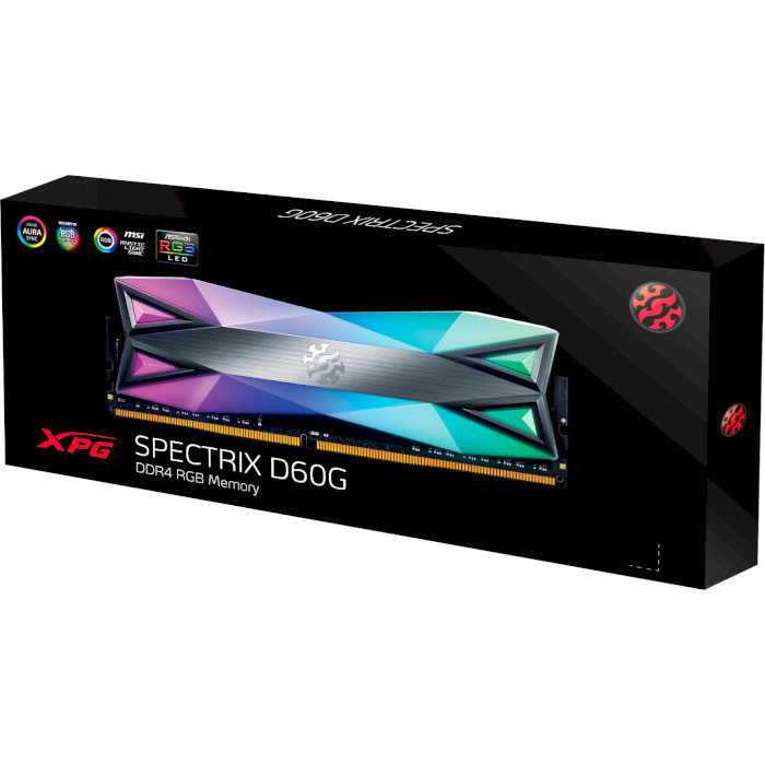 Модуль пам'яті ADATA XPG Spectrix D60G RGB Tungsten Gray DDR4 3600MHz 8GB (AX4U36008G18I-ST60)
