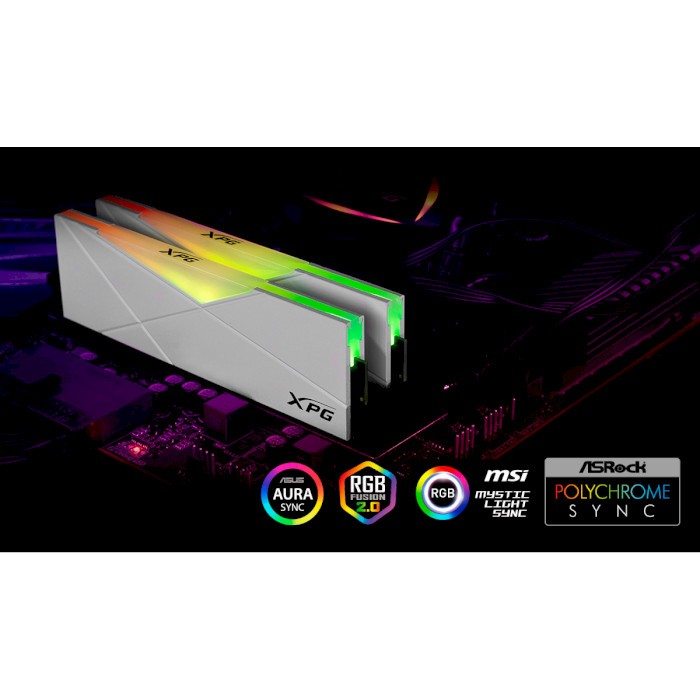 Модуль памяти ADATA XPG Spectrix D50 RGB White DDR4 3600MHz 32GB Kit 2x16GB (AX4U360016G18I-DW50)