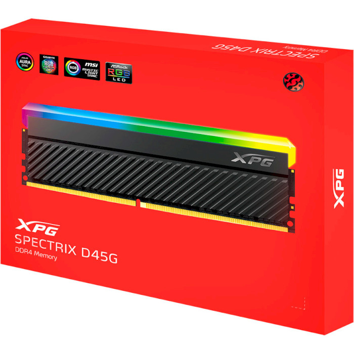 Модуль памяти ADATA XPG Spectrix D45G RGB Black DDR4 3600MHz 64GB Kit 2x32GB (AX4U360032G18I-DCBKD45G)