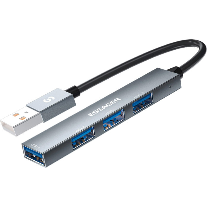 USB-хаб ESSAGER 4-in-1 USB-A to 4xUSB-A2.0 OTG Charging Hub (EHBA04-FY10-P)