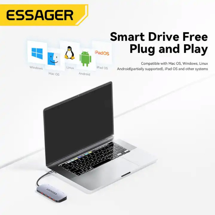 Порт-реплікатор ESSAGER Marble Harp 11-in-1 USB-C to HDMI, VGA, 4xUSB-A3.2, 1xUSB-A2.0, TF/SD, AUX, PD100W (EHB11-FQ0G-Z)