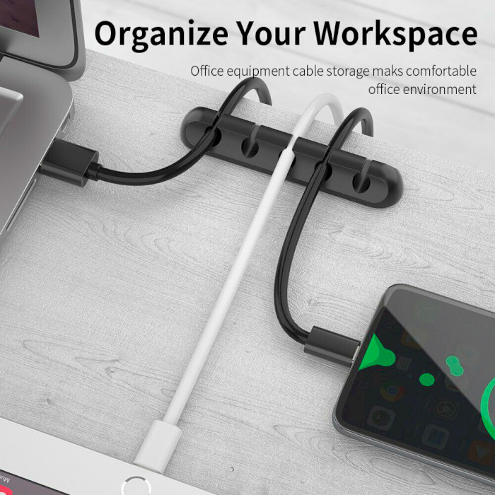 Органайзер для кабелей ESSAGER Universal Desktop Silicone Cable Manager 5 Holes Wire Organizer Black