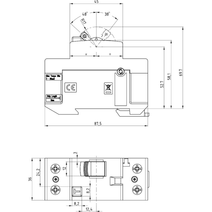 Диференційний автоматичний вимикач ETI EFI6-P2 AC 16/0.03 1p+N, 16А, Inst., 6кА (2061250)