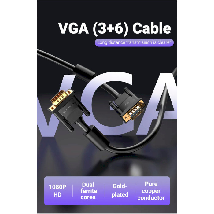 Кабель VENTION Male to Male VGA 1.5м Black (DAEBG)