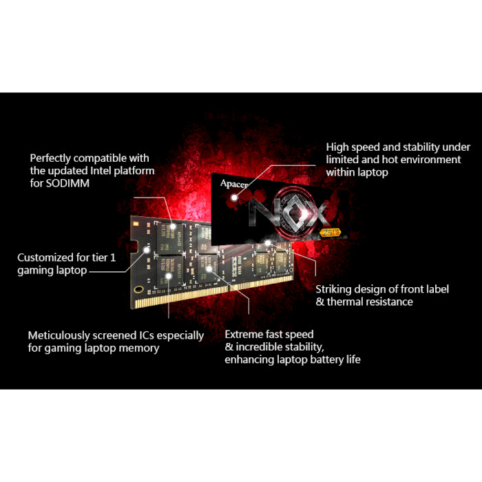 Модуль пам'яті APACER Nox SO-DIMM DDR4 3200MHz 16GB (A4S16G32CLYBDAA-1)