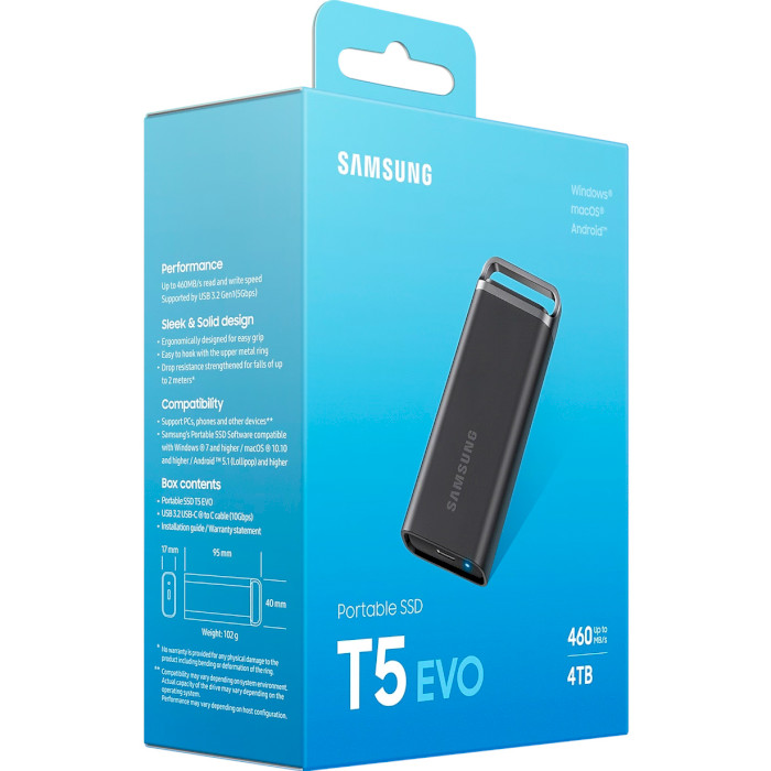 Портативний SSD диск SAMSUNG T5 EVO 4TB USB3.2 Gen1 (MU-PH4T0S/EU)