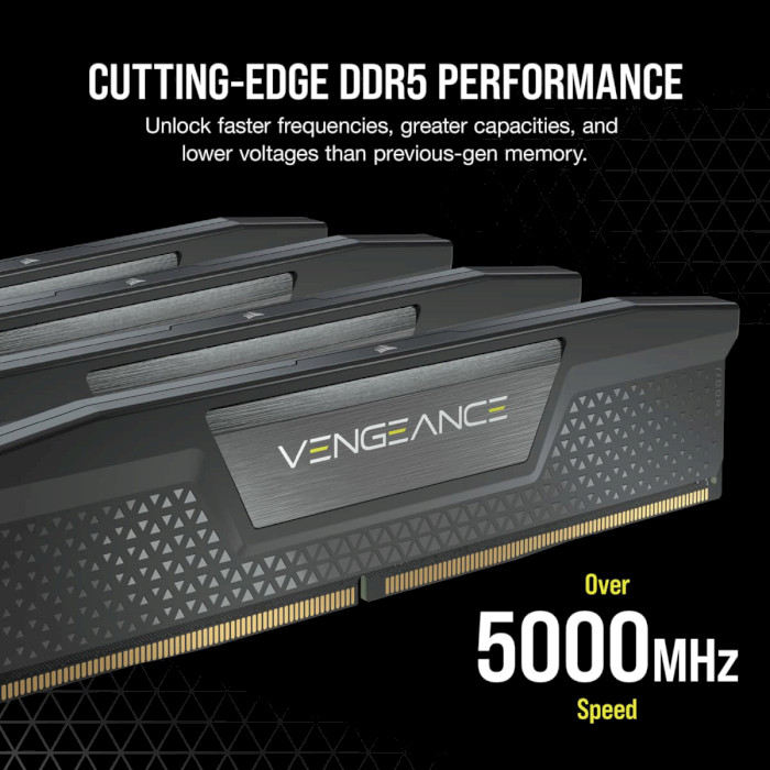 Модуль пам'яті CORSAIR Vengeance Black DDR5 6000MHz 64GB Kit 2x32GB (CMK64GX5M2B6000C30)