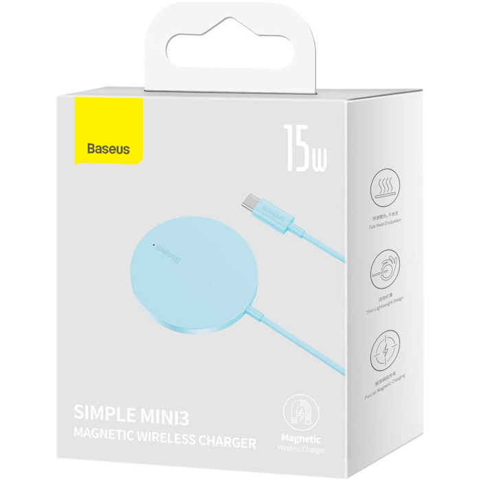 Бездротовий зарядний пристрій BASEUS Baseus Simple Mini3 Magnetic Wireless Charger 15W Galaxy Blue (CCJJ040303)
