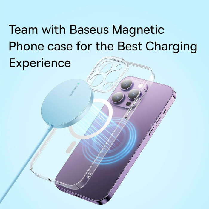 Бездротовий зарядний пристрій BASEUS Baseus Simple Mini3 Magnetic Wireless Charger 15W Galaxy Blue (CCJJ040303)