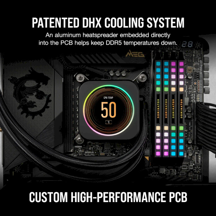 Модуль пам'яті CORSAIR Dominator Platinum RGB Black DDR5 6000MHz 32GB Kit 2x16GB (CMT32GX5M2X6000C36)