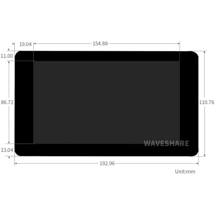 Дисплей WAVESHARE 7" 1024x600 LCD IPS Capacitive TS DSI for Pi 3/4 (20429)