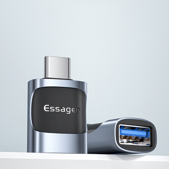 Адаптер OTG ESSAGER Xuankong USB Female to Type-C Male Gray (EZJAC-XL01)