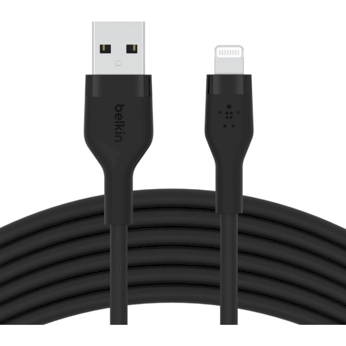 Кабель BELKIN USB-A - Lightning силиконовый, с клипсой, 2м Black (CAA008BT2MBK)