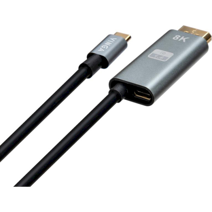 Кабель VINGA USB-C - DisplayPort/USB-C 1.5м Black (VCPVCCD1415PD)