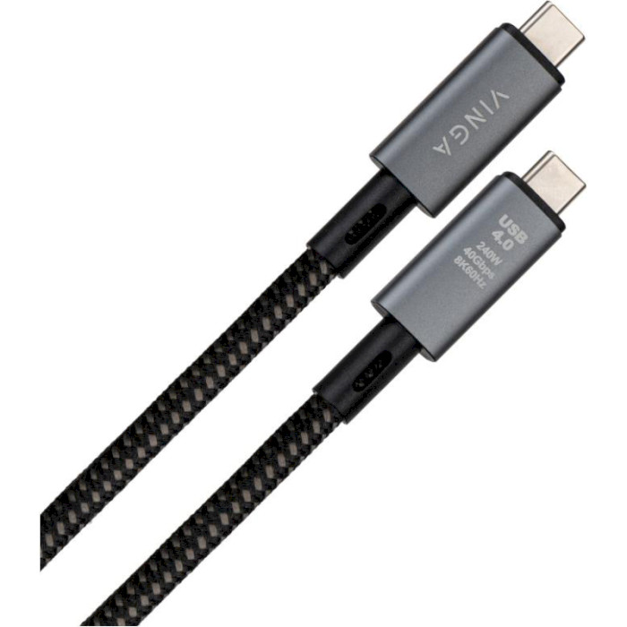 Кабель VINGA USB4 Type-C to Type-C 240W 40GBps 8K@60Hz 0.8м Black (VCPDCU4)