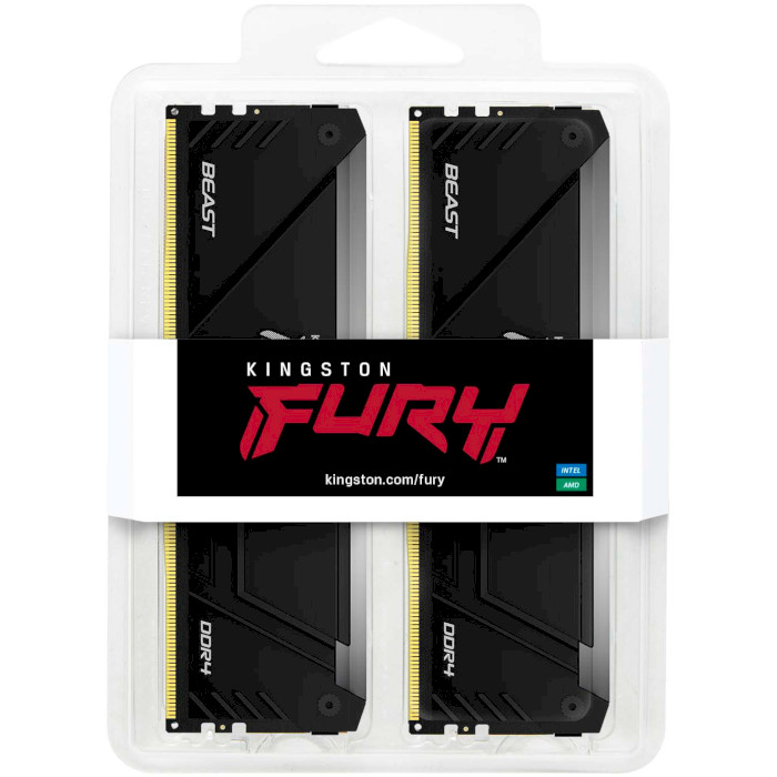 Модуль пам'яті KINGSTON FURY Beast RGB DDR4 3600MHz 128GB Kit 4x32GB (KF436C18BB2AK4/128)