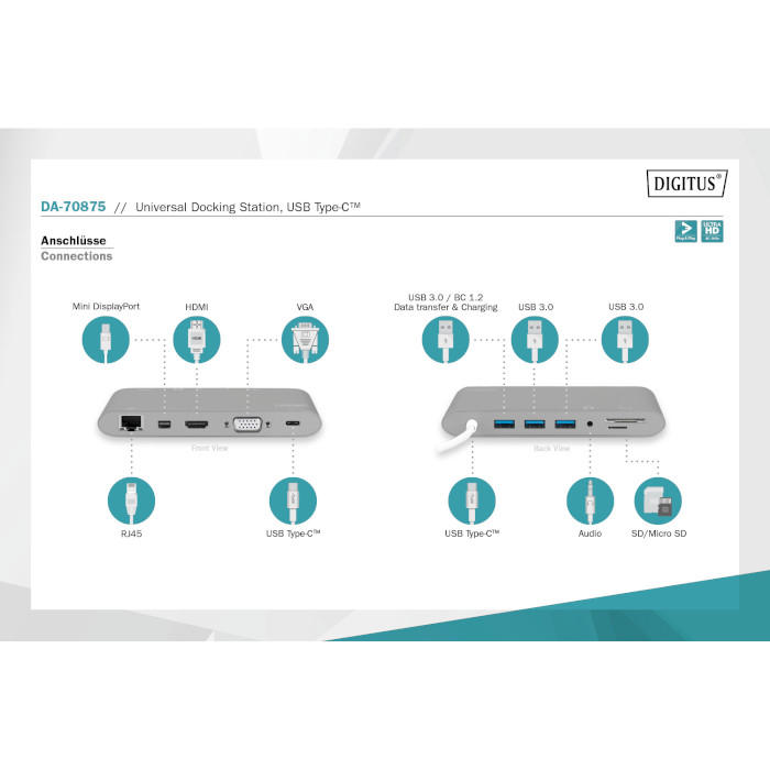 Порт-репликатор DIGITUS USB-C 11-port Universal Docking Station (DA-70875)