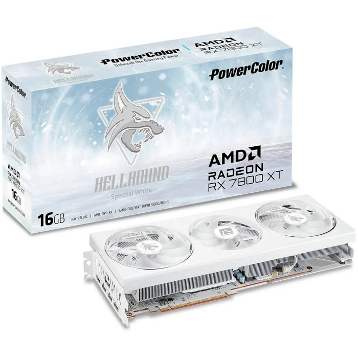 Відеокарта POWERCOLOR Hellhound Radeon RX 7800 XT 16GB GDDR6 Spectral White (RX 7800 XT 16G-L/OC/WHITE)